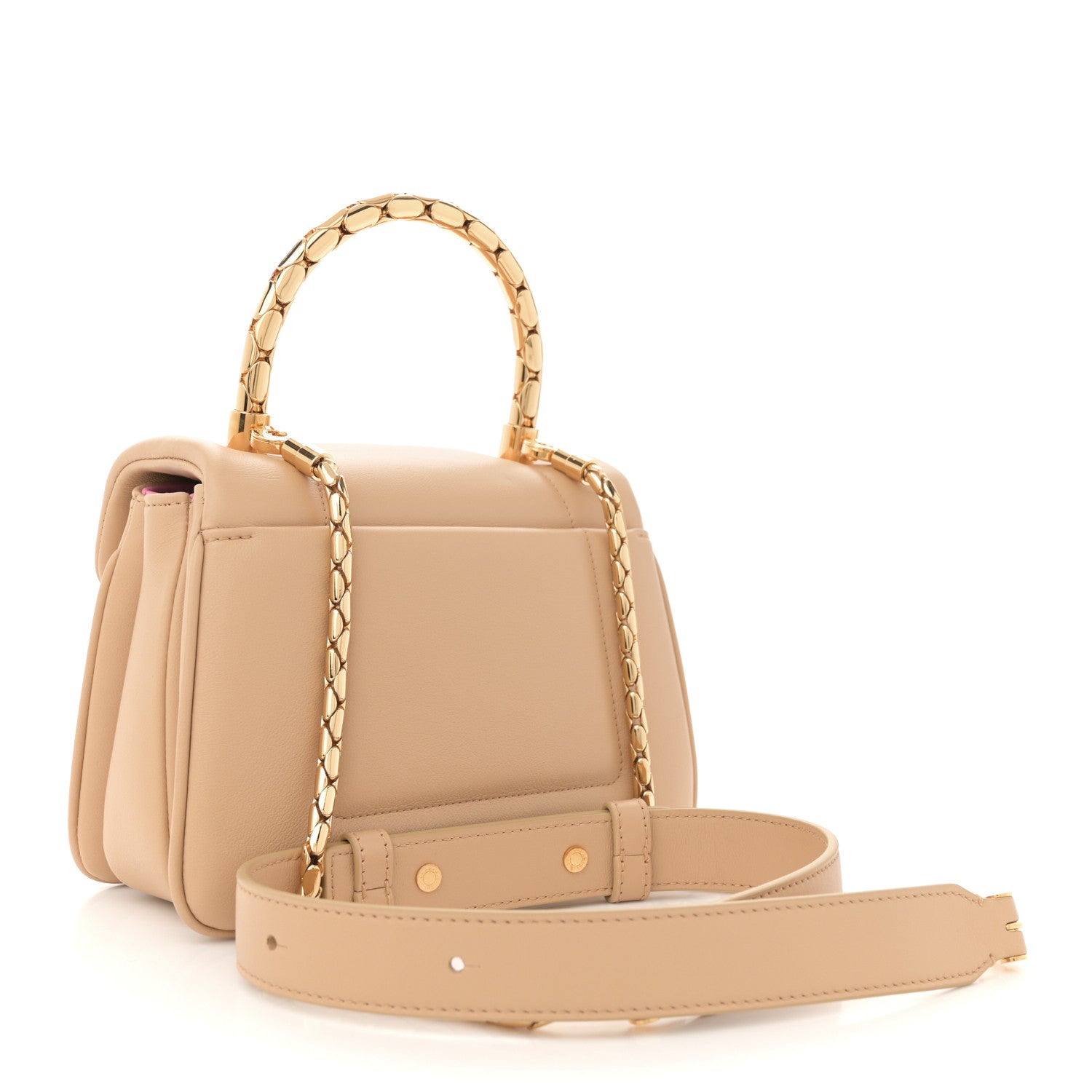 Bulgari Calfskin Serpenti Reverse Top Handle Sahara Amber 3 of 10
