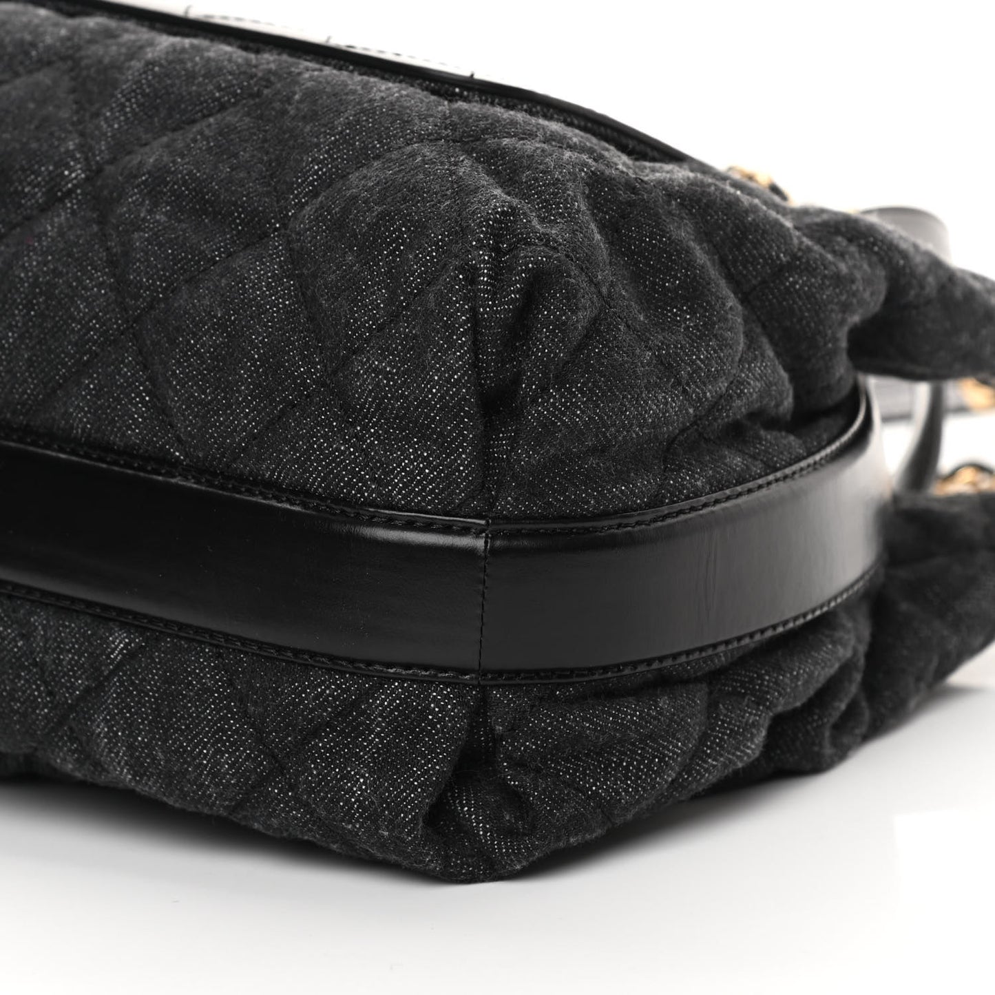 Denim Calfskin Quilted Tote Black