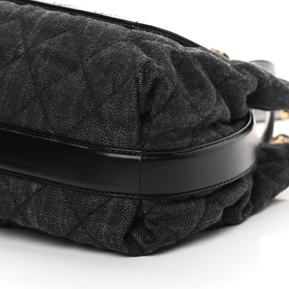 Chanel Denim Calfskin Quilted Tote Black 10 of 10