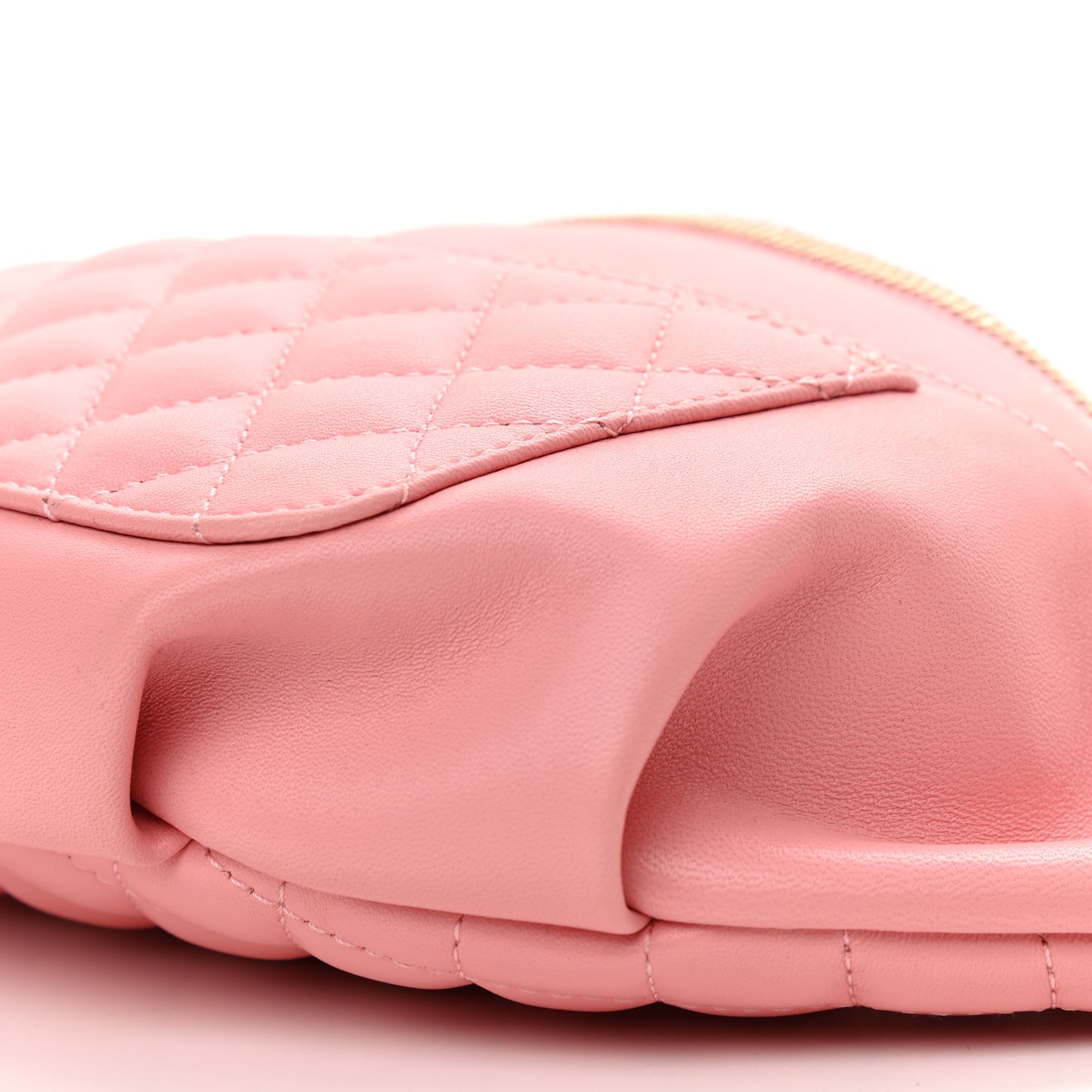 Lambskin Quilted Bi Waist Bag Fanny Pack Pink