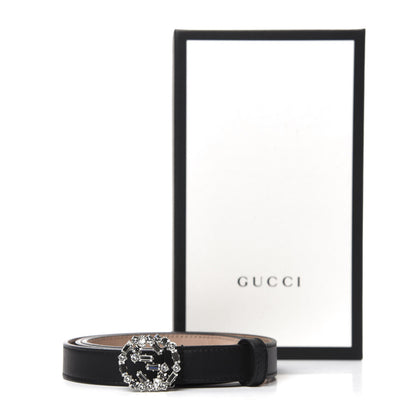 Gucci Calfskin Crystal Interlocking G Belt 90 36 Black 4 of 4