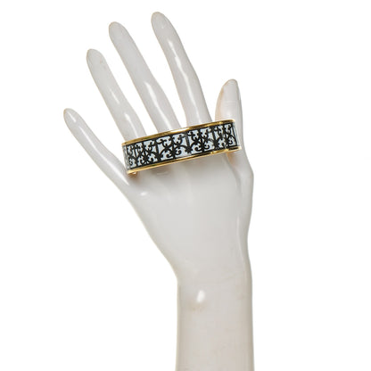 Hermes Enamel Printed Wide Balcons du Guadalquivir Bracelet 65 Black 2 of 5