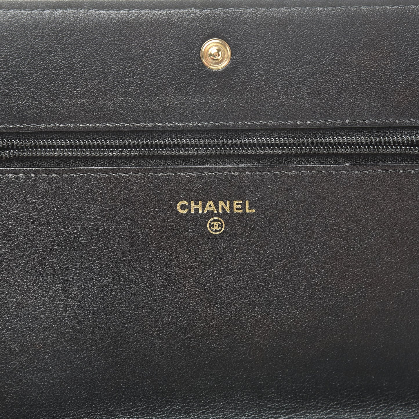 Metallic Goatskin Lambskin Boy Wallet on Chain WOC Black Gold