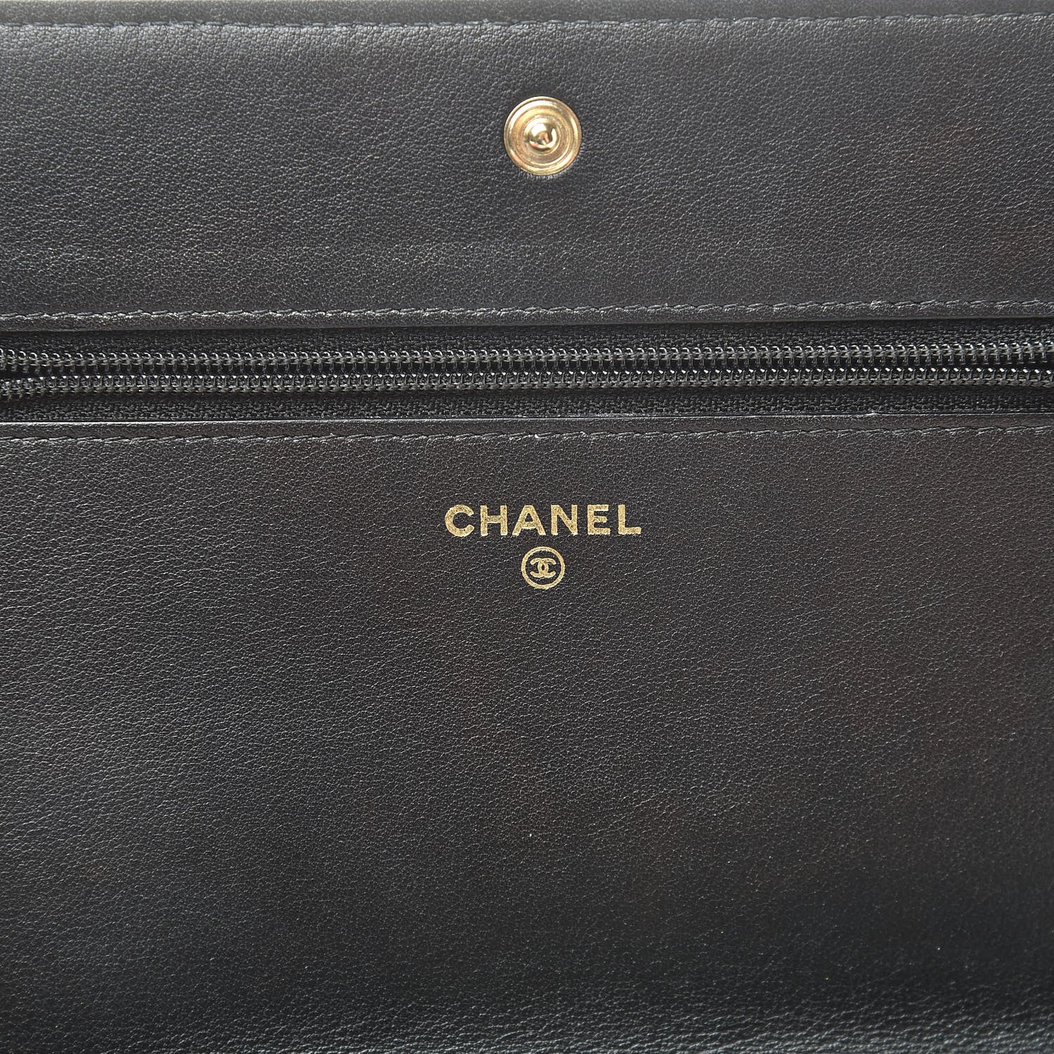 Chanel Metallic Goatskin Lambskin Boy Wallet on Chain WOC Black Gold 6 of 14