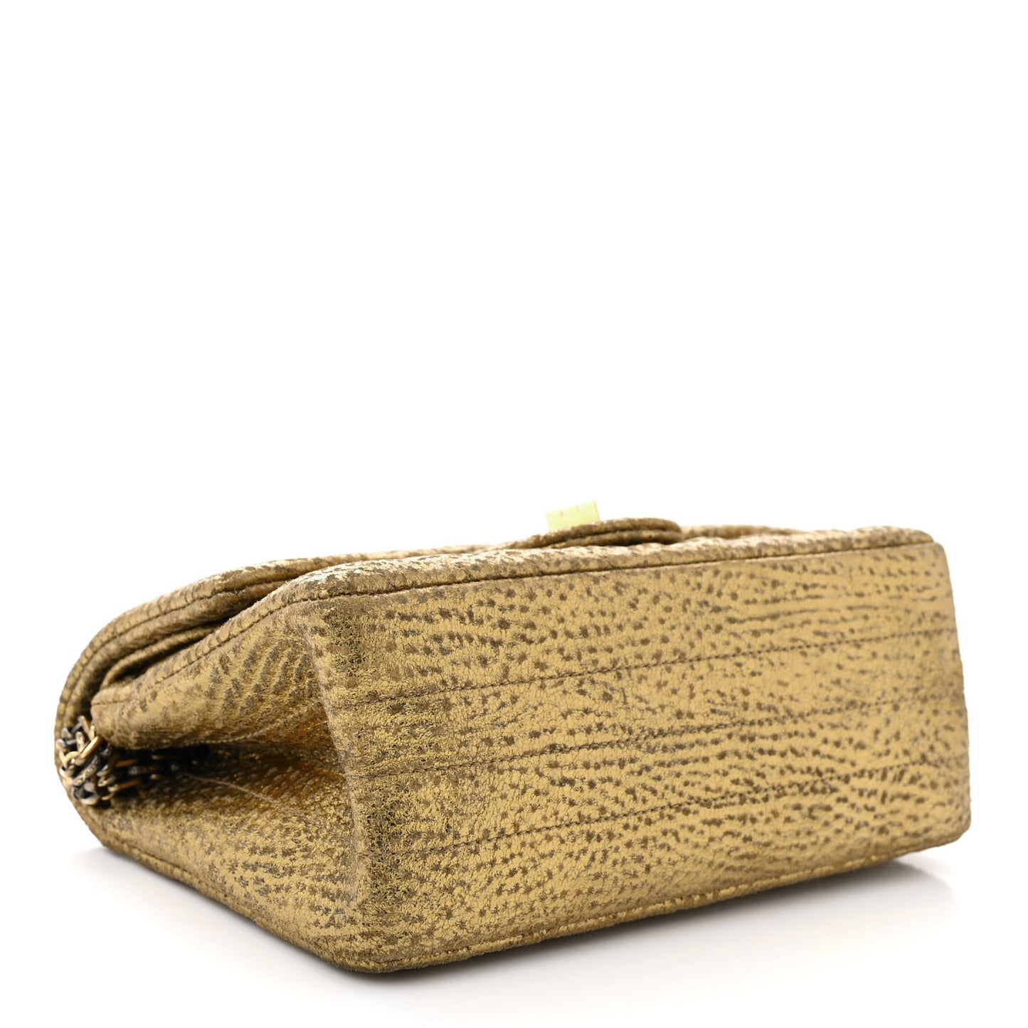 Metallic Grained Calfskin Chevron Quilted 2.55 Reissue 224 Flap Gold