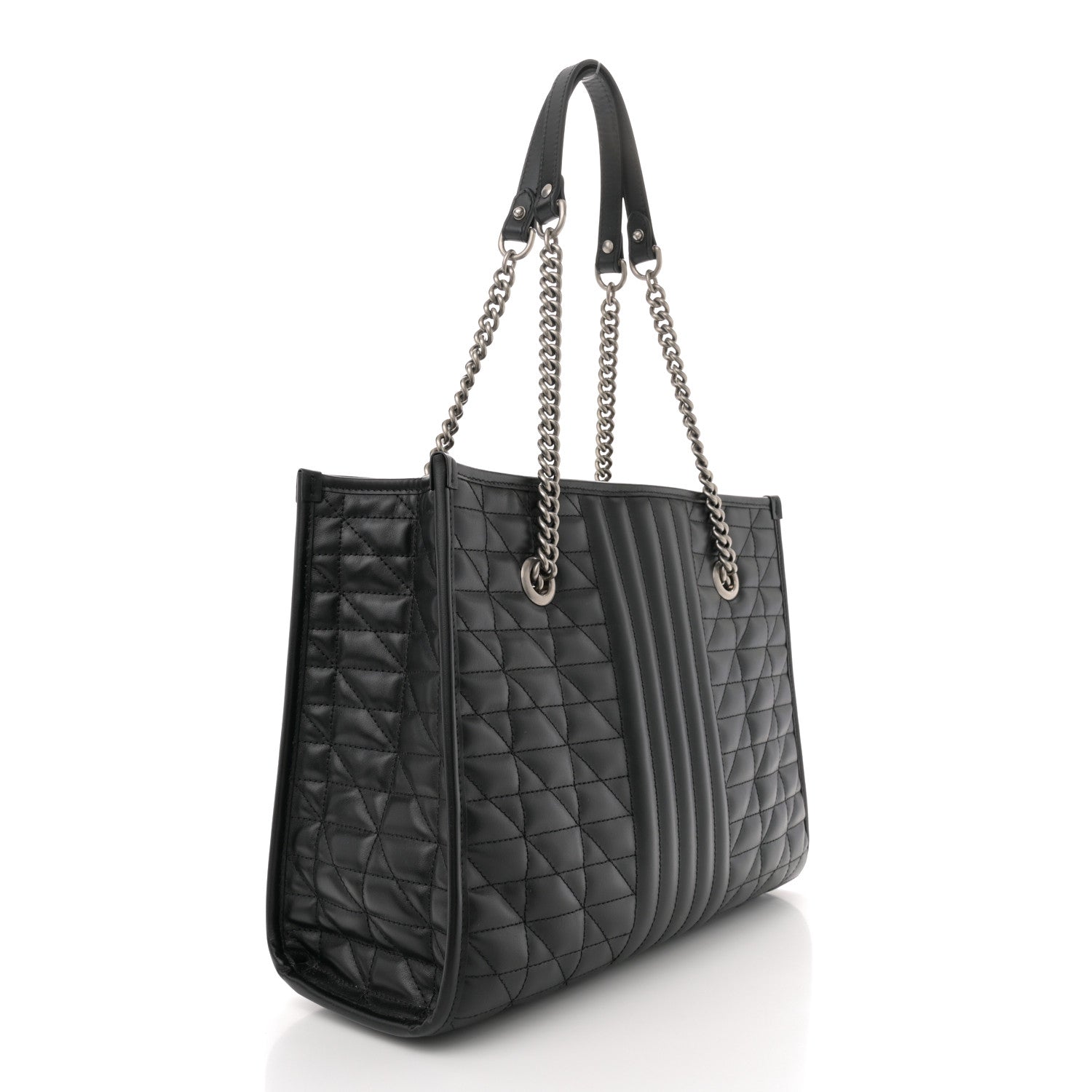 Gucci Calfskin Matelasse Aria Medium GG Marmont Shoulder Tote Black 2 of 12