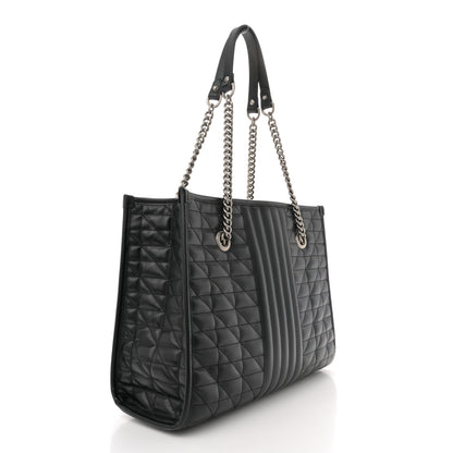 Gucci Calfskin Matelasse Aria Medium GG Marmont Shoulder Tote Black 2 of 12