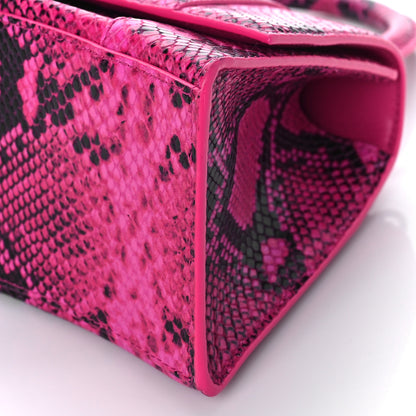 Balenciaga Shiny Calfskin Python Effect Small Hourglass Top Handle Bag Fuchsia Black 8 of 11