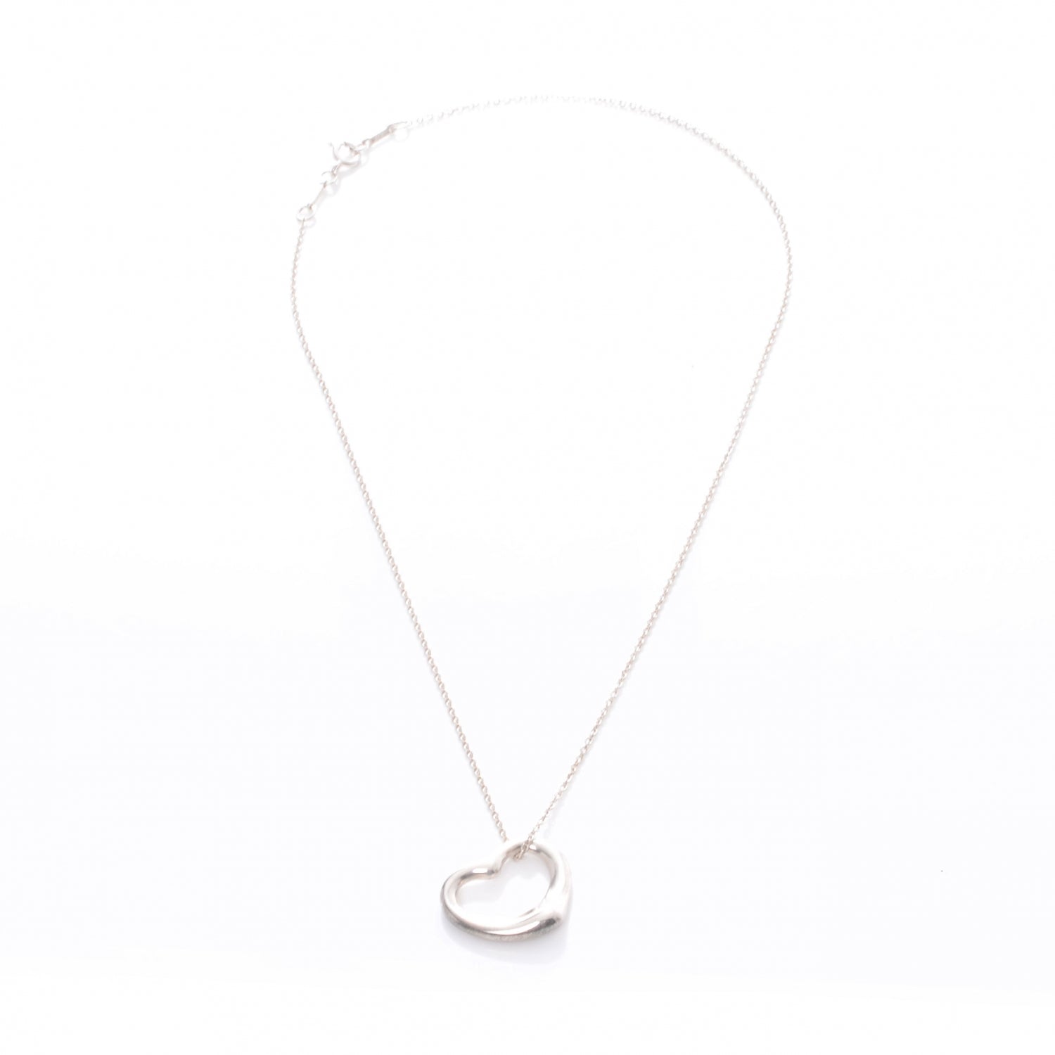 Tiffany Sterling Silver 16mm Elsa Peretti Open Heart Pendant Necklace 3 of 6