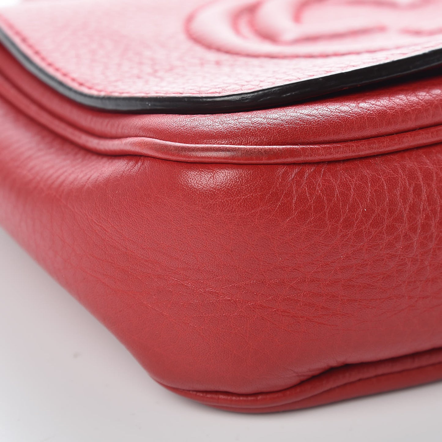 Pebbled Calfskin Small Soho Flap Crossbody Red