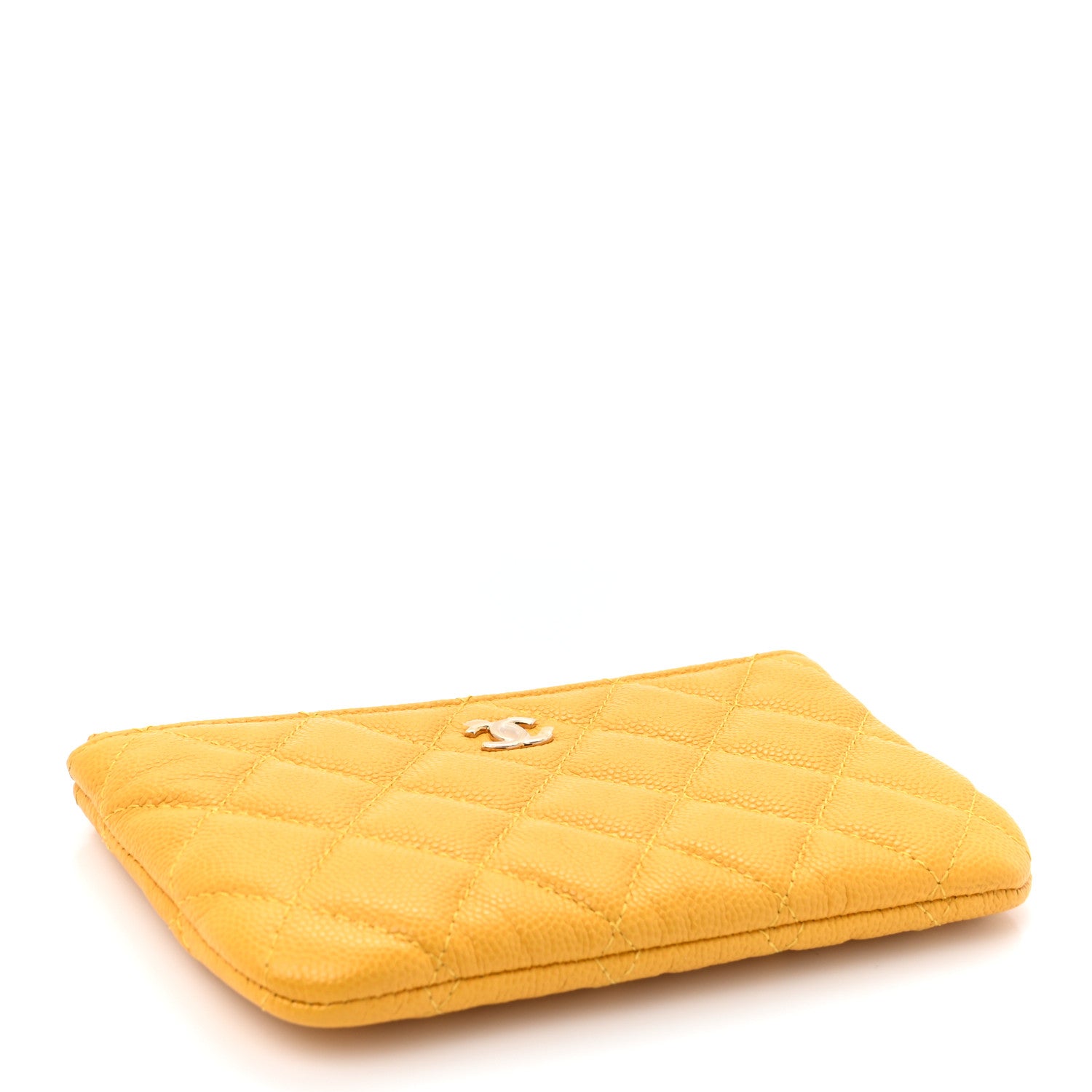 Chanel Caviar Quilted Small Cosmetic Case Yellow 4 of 8