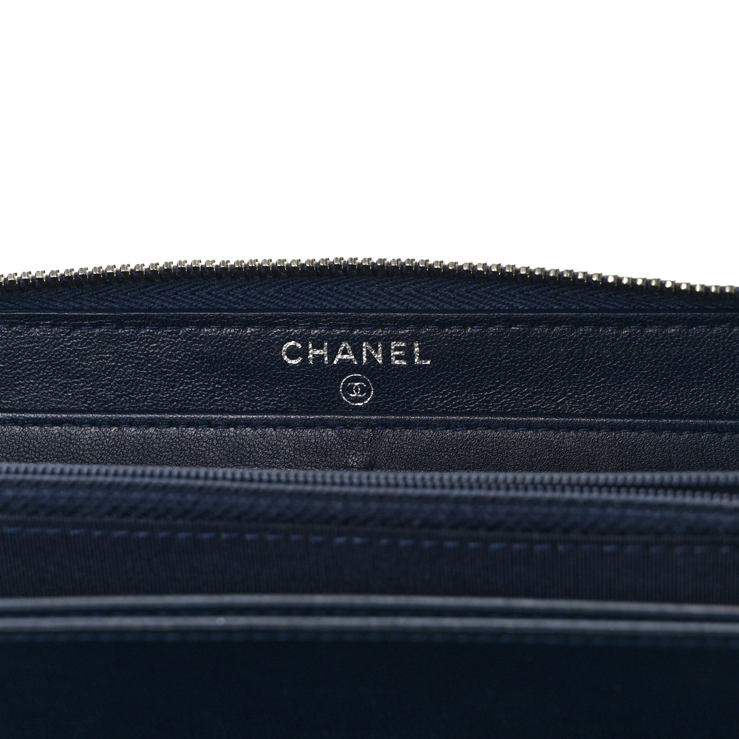 Calfskin Quilted Large Gusset Zip Around Wallet Blue