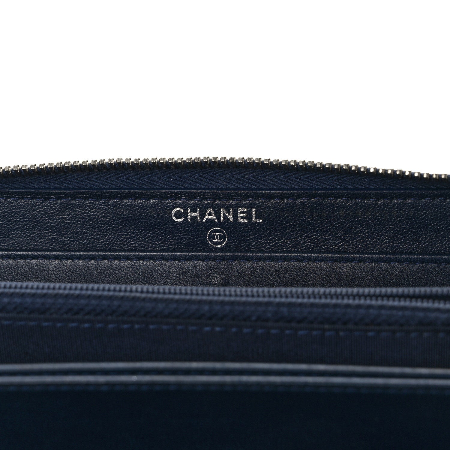 Chanel Calfskin Quilted Large Gusset Zip Around Wallet Blue 5 of 10