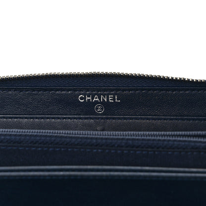 Chanel Calfskin Quilted Large Gusset Zip Around Wallet Blue 5 of 10