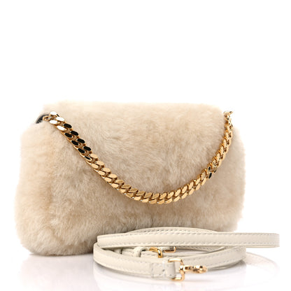 Fendi Shearling Shiny Nappa Micro Baguette Latte Panna 3 of 9