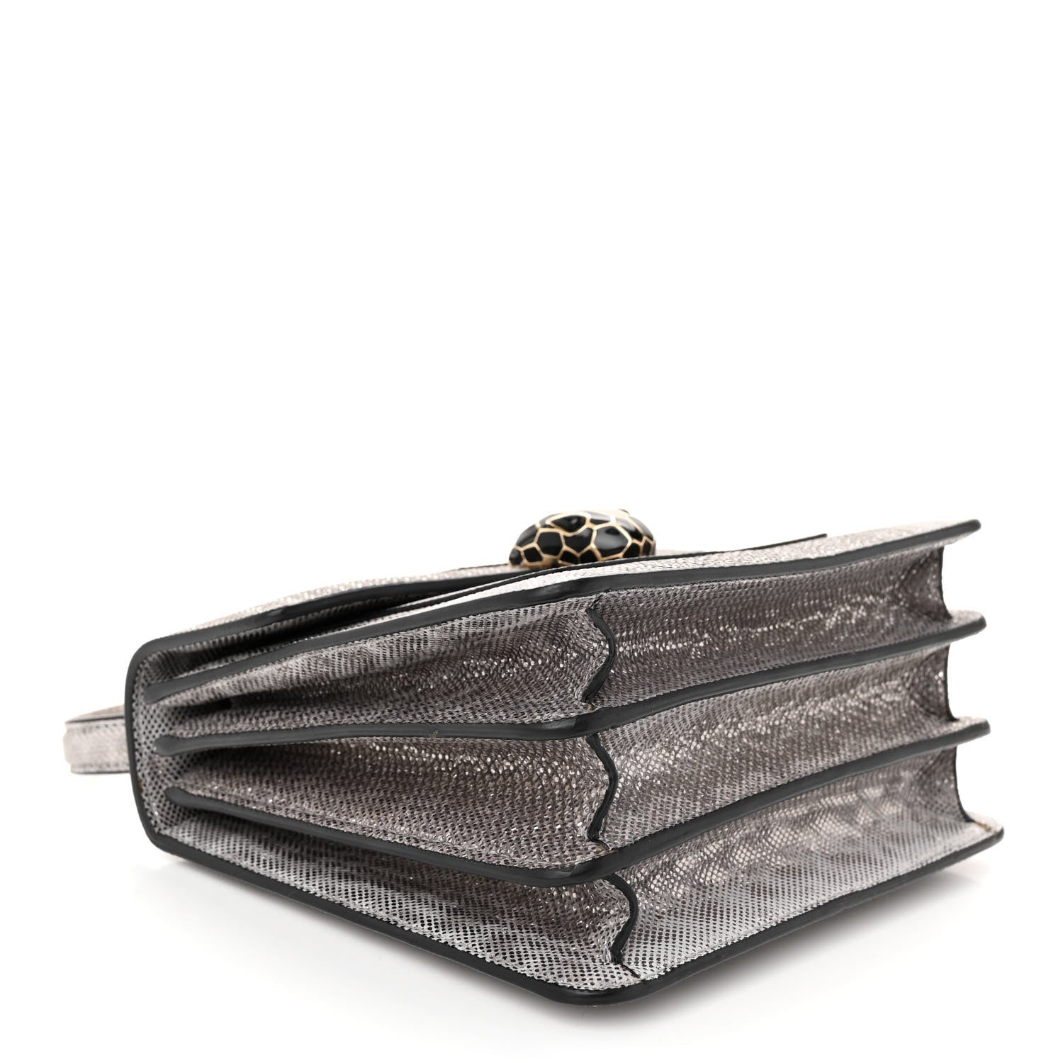 Bulgari Metallic Karung Serpenti Forever Top Handle White Agate 6 of 11