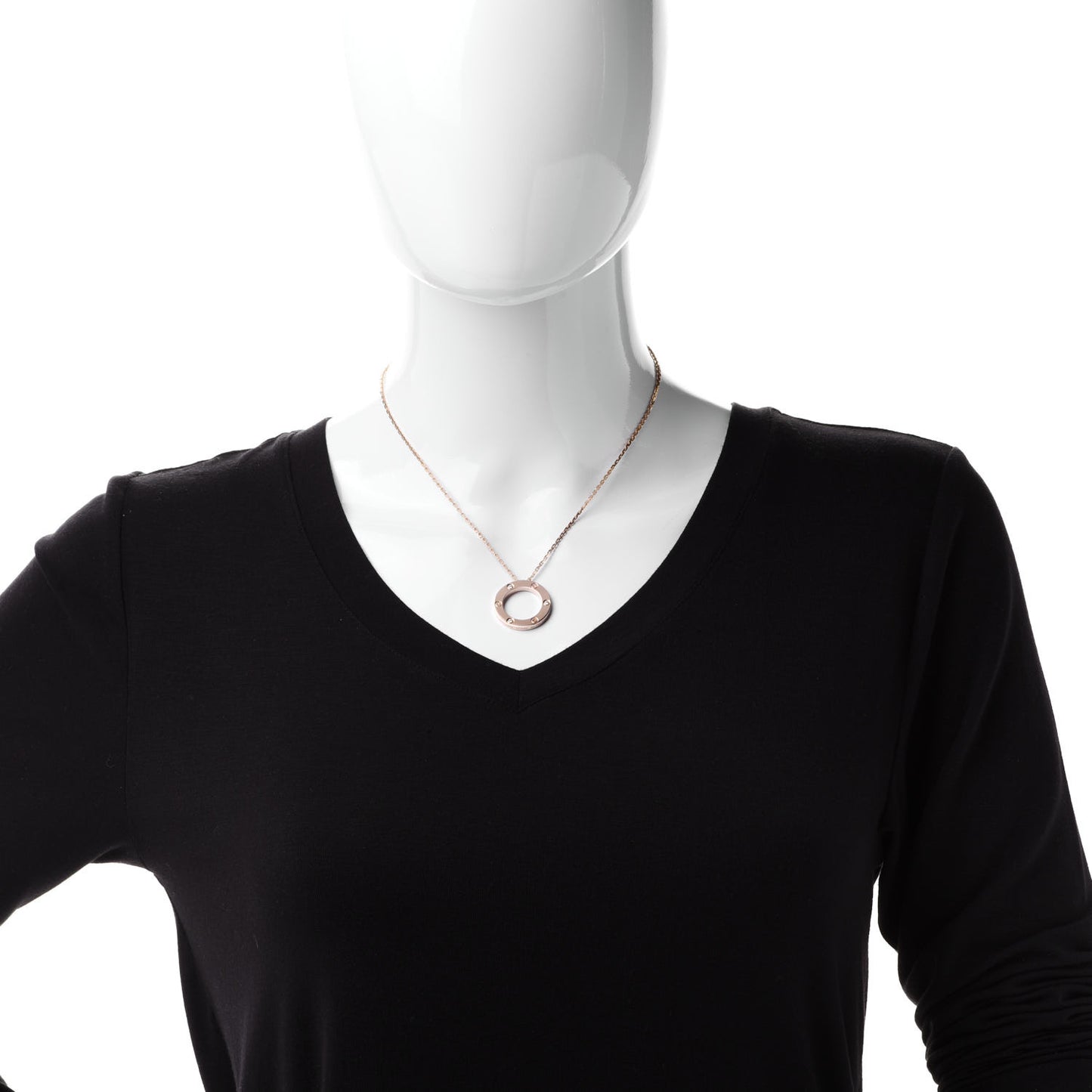18K Pink Gold 3 Diamonds LOVE Pendant Necklace