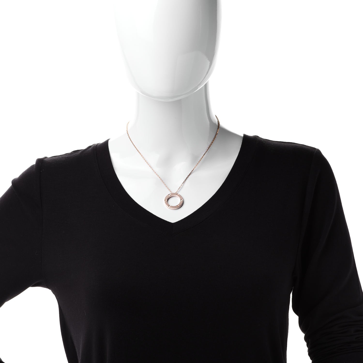 Cartier 18K Pink Gold 3 Diamonds LOVE Pendant Necklace 2 of 8