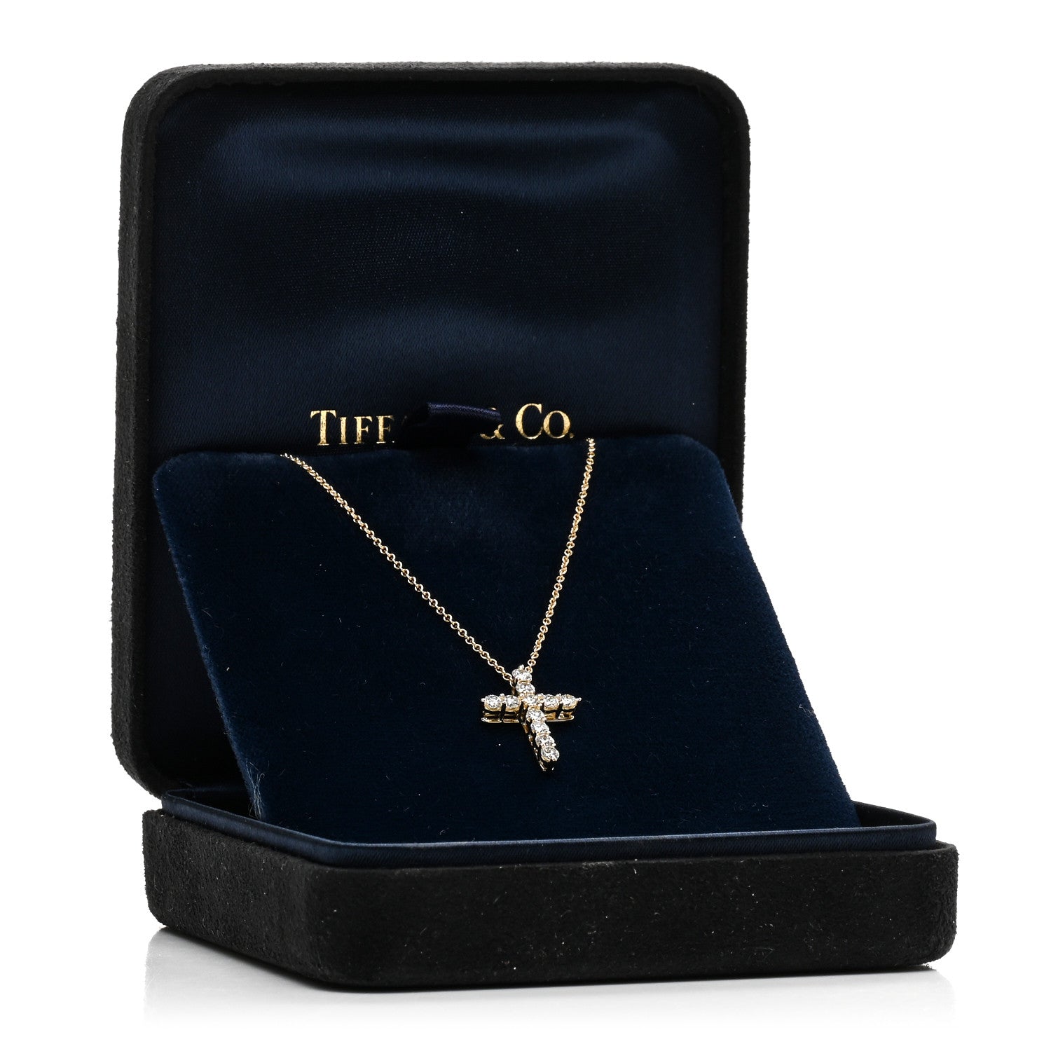 Tiffany 18K Yellow Gold Diamond Small Cross Pendant Necklace 5 of 5