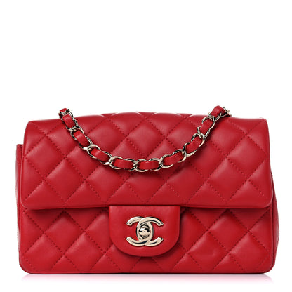 Chanel Lambskin Quilted Mini Rectangular Flap Red 1 of 12
