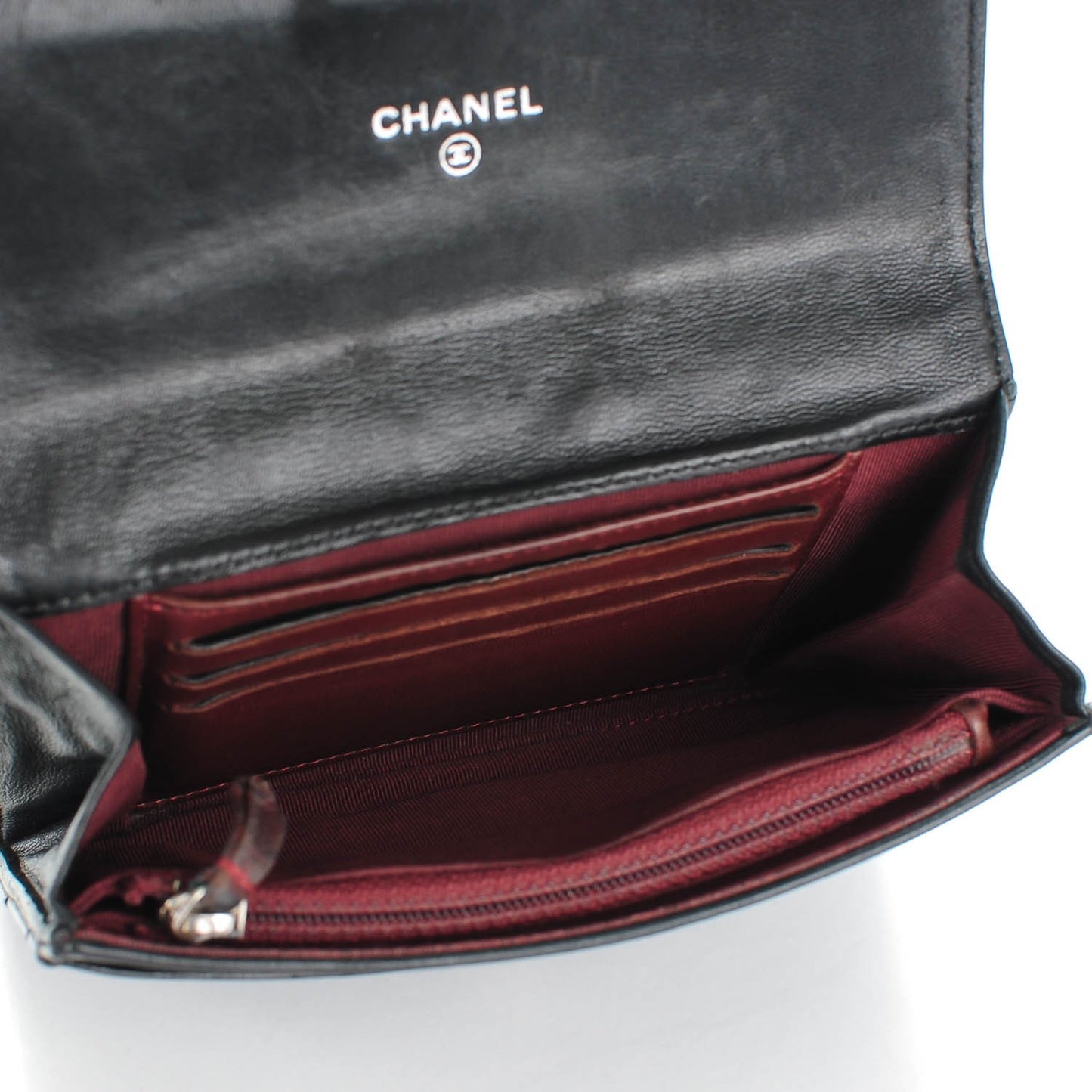 Lambskin Quilted Small Flap Wallet Black