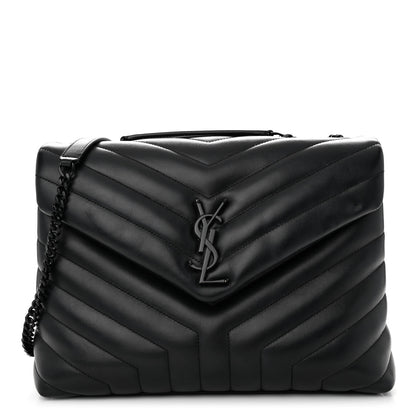 Saint Laurent Calfskin Y Quilted Monogram Monochrome Medium Loulou Chain Satchel Black 1 of 9