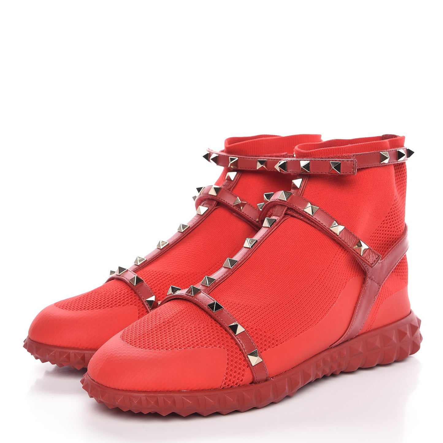 Body Tech Knit Rockstud Sock High Top Sneakers 40 Rosso