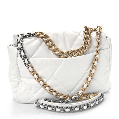 Chanel Goatskin Quilted Large Chanel 19 Flap White 3 of 9