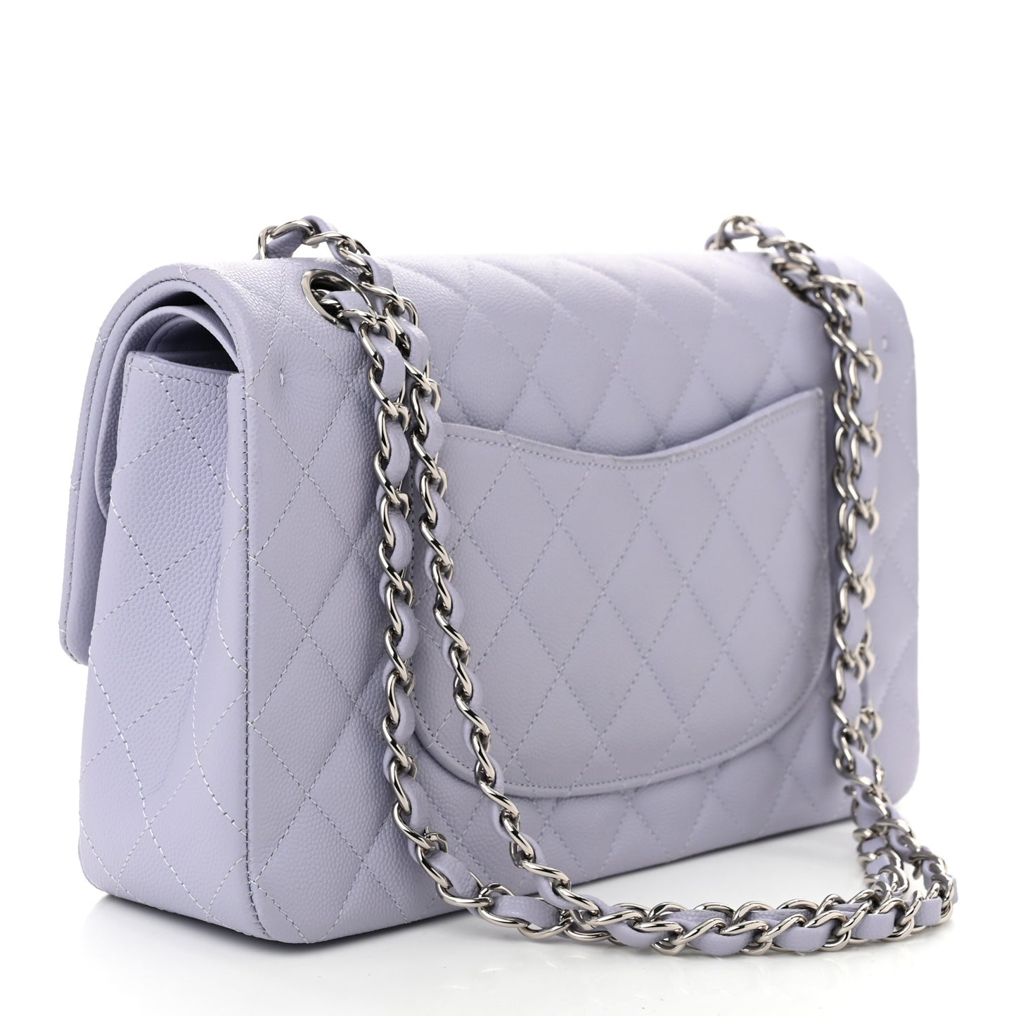 Caviar Quilted Medium Double Flap Light Purple
