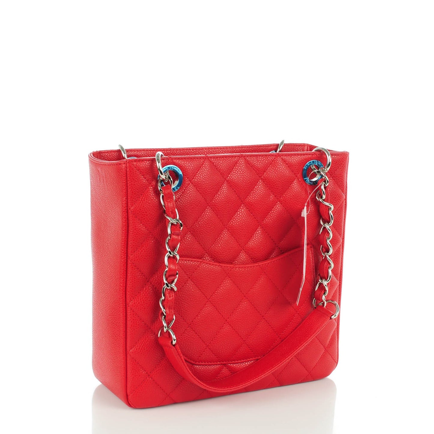 Caviar Quilted Petit Shopping Tote PST Red