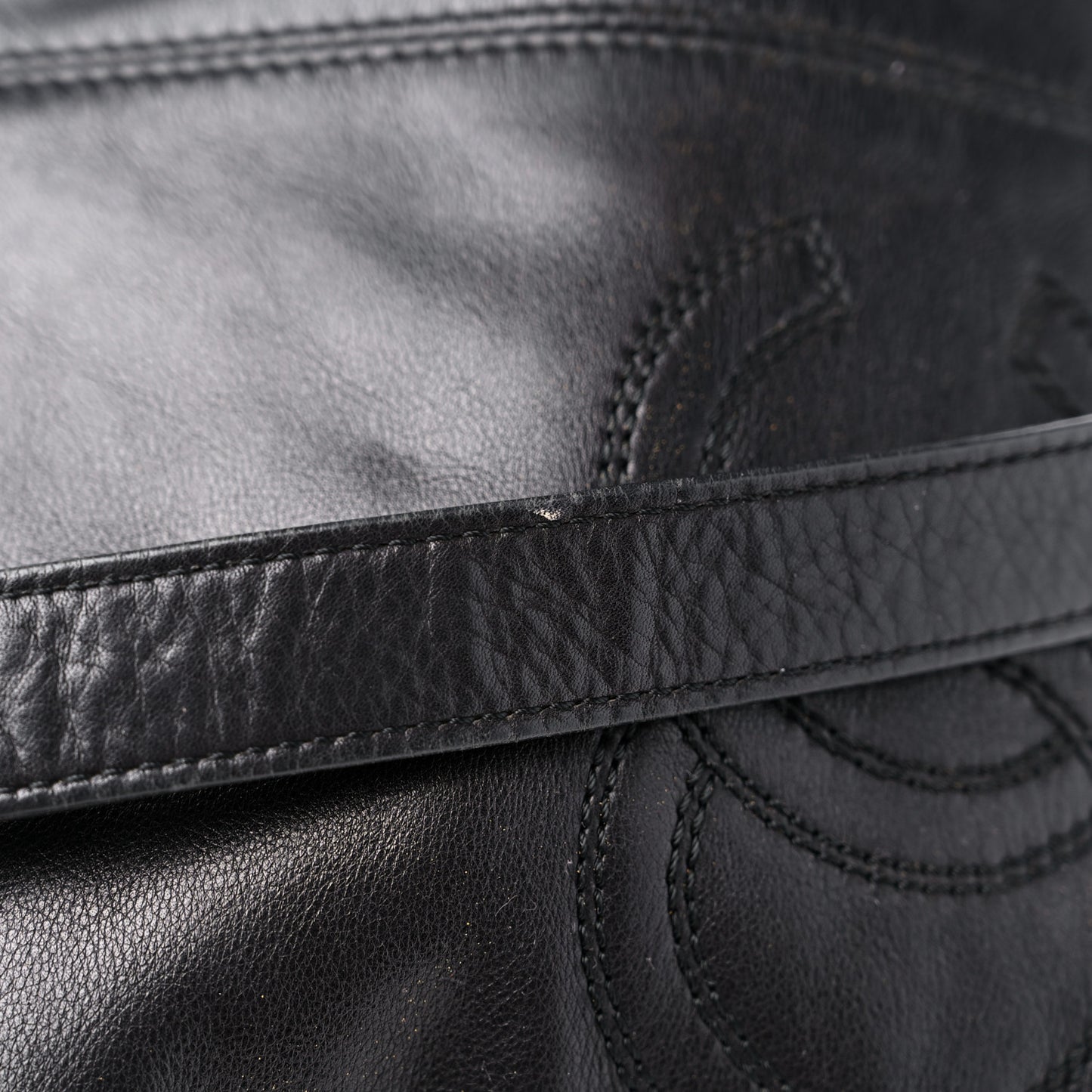 Calfskin CC Shoulder Bag Black