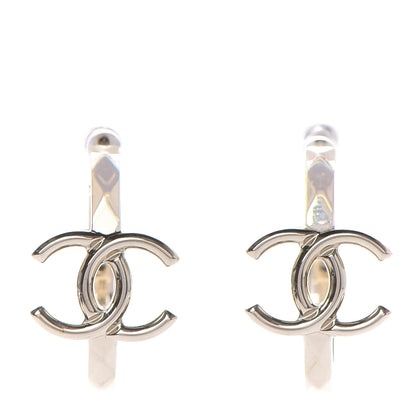Chanel Metal Textured CC Hoop Earrings Gold 1 of 4