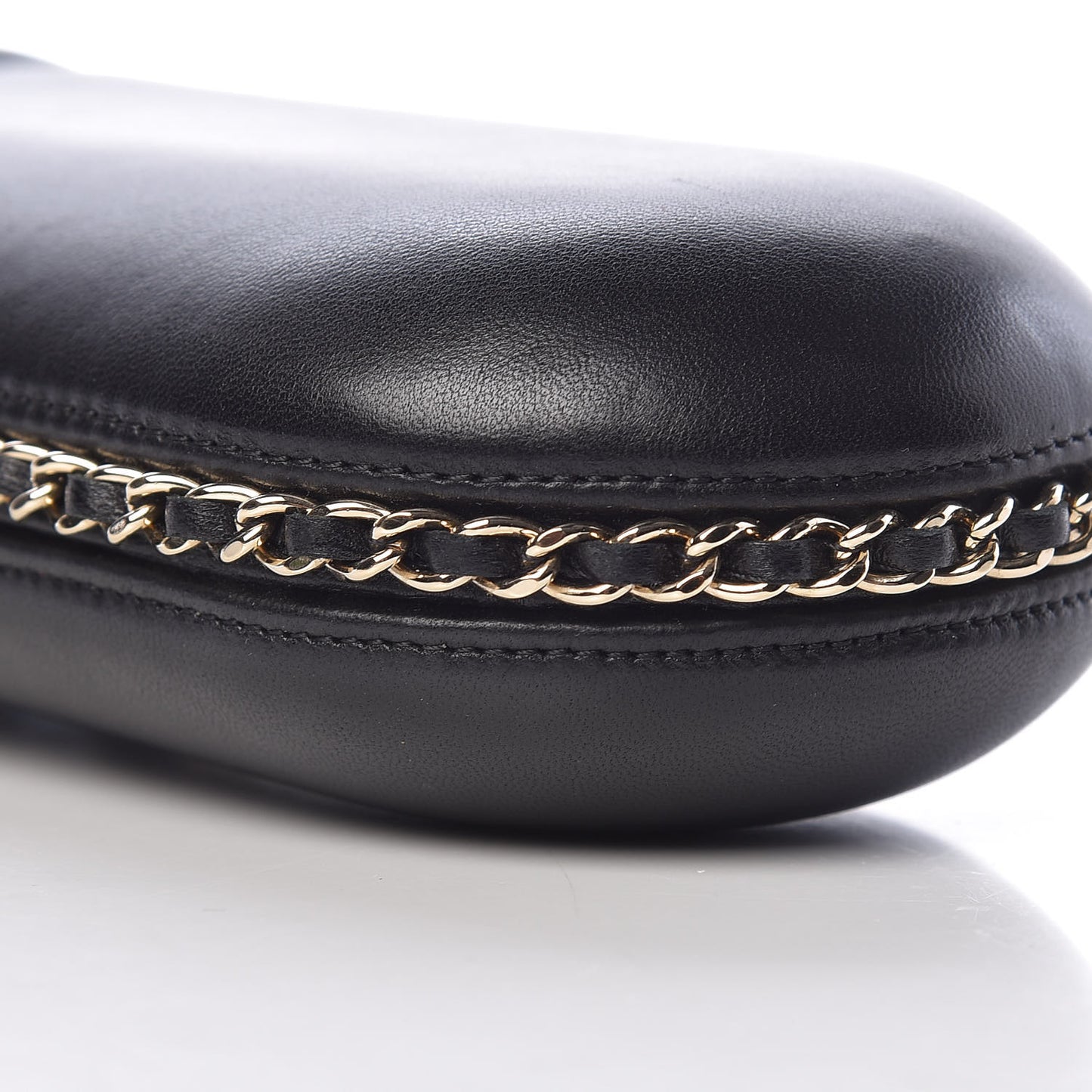 Lambskin Chain Around Phone Holder Black
