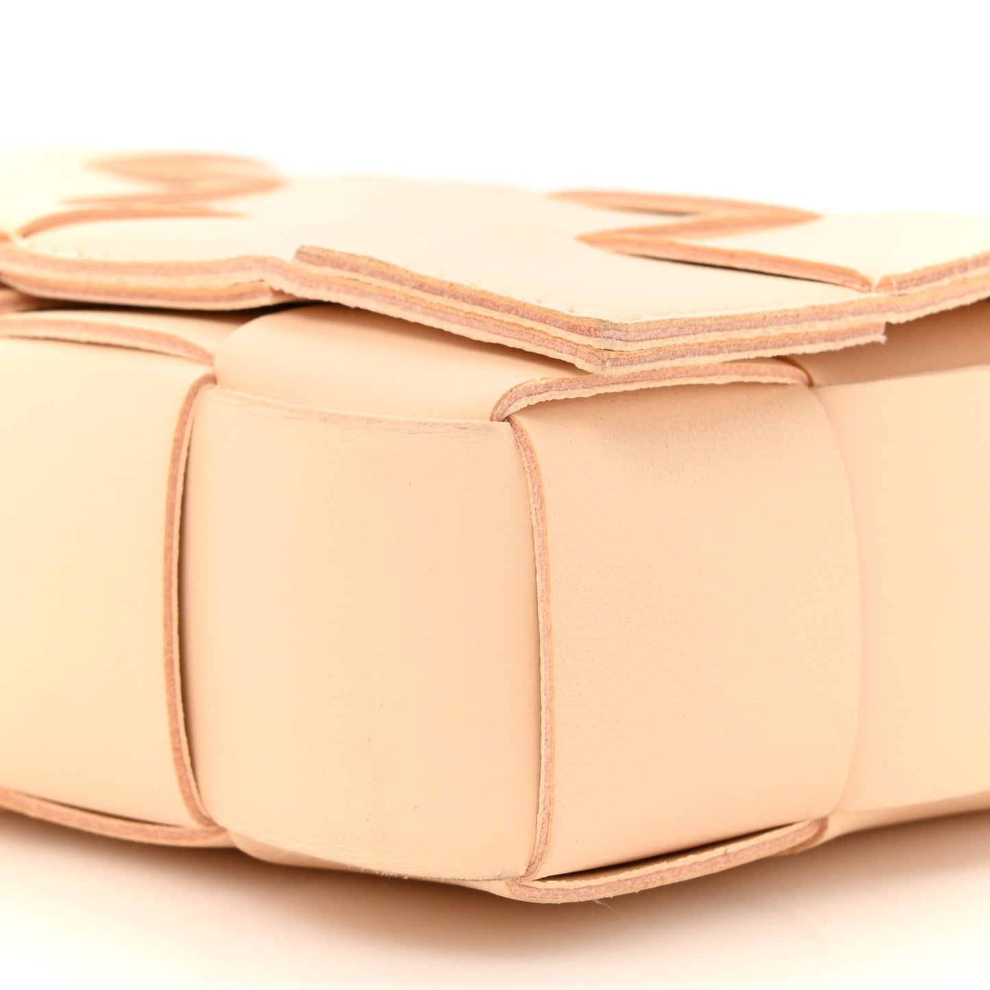 Lambskin Maxi Intrecciato Small Cassette Crossbody Bag Macaroon