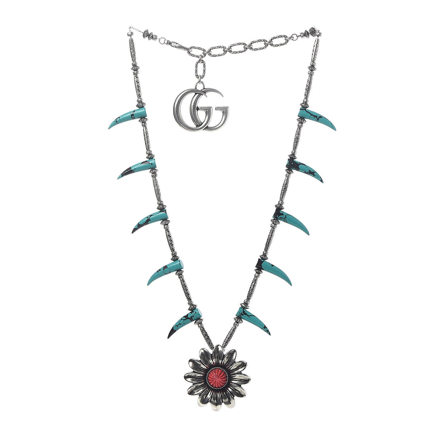 Sterling Silver Resin Marmont Flower Statement Necklace