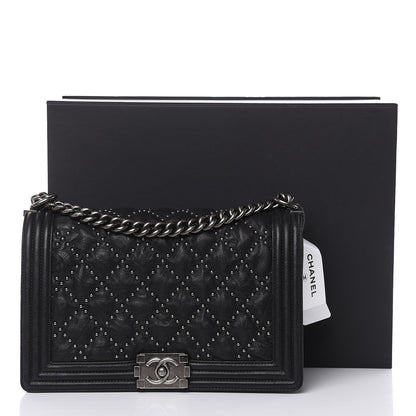 Chanel Crumpled Lambskin New Medium Studded Boy Flap Black 12 of 12