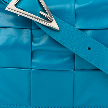 Bottega Veneta Paper Calfskin Maxi Intreccio Cassette Crossbody Bag Blue 7 of 9