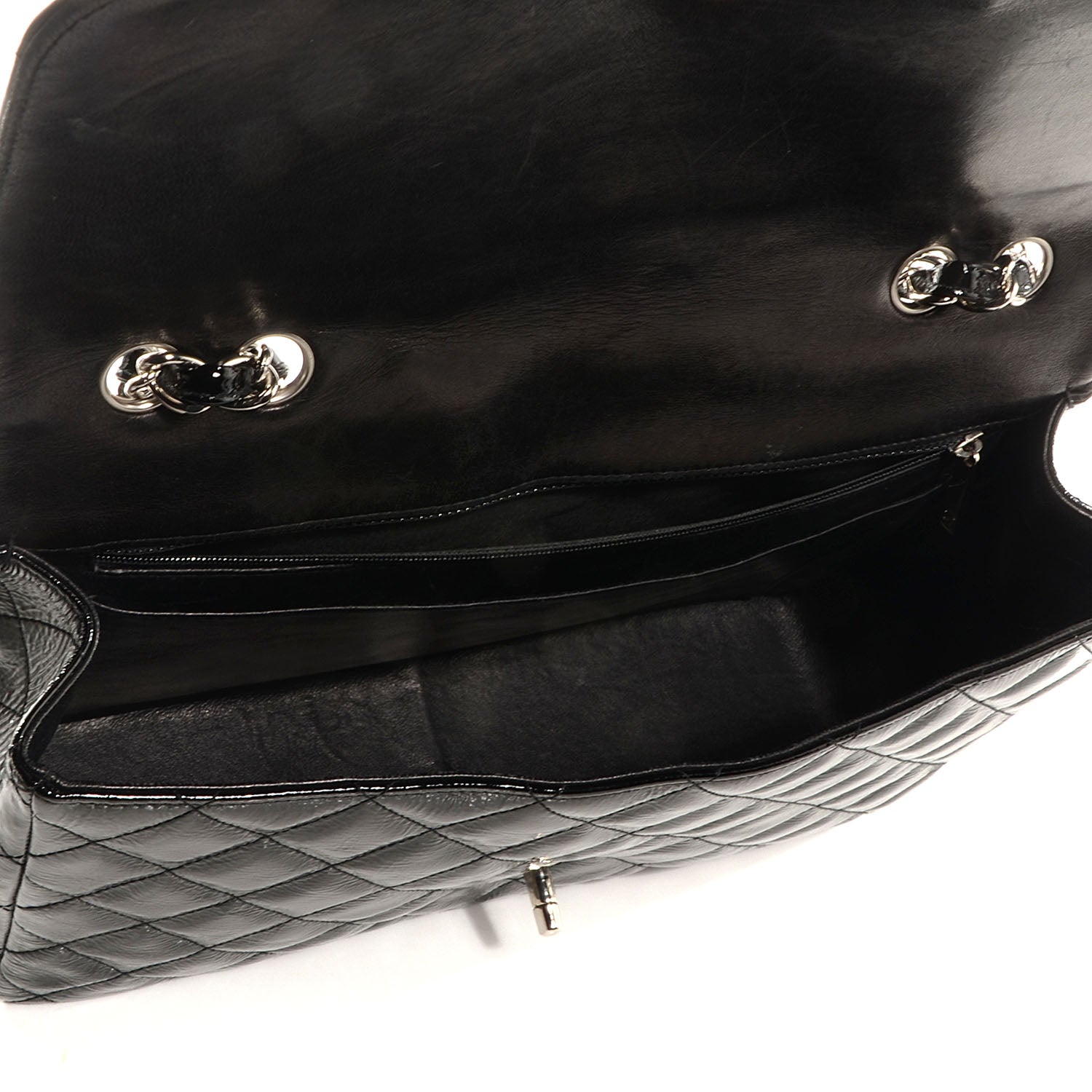 Chanel Distressed Patent Jumbo Single Flap Black 6 of 9