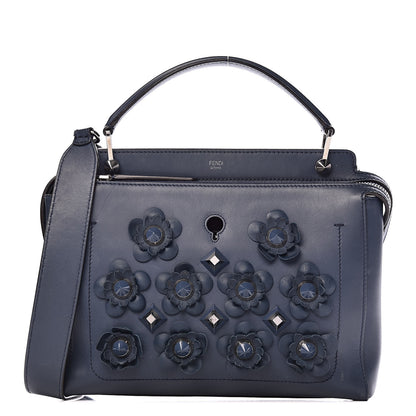Fendi Calfskin Flowerland Studded Dotcom Satchel Blue 1 of 17