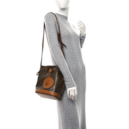 Fendi Glazed Fabric Vitello Grace F is Fendi FF 1974 Stamp Patch Grande Mon Tresor Bucket Bag Mogano Panna Nocciola 2 of 10