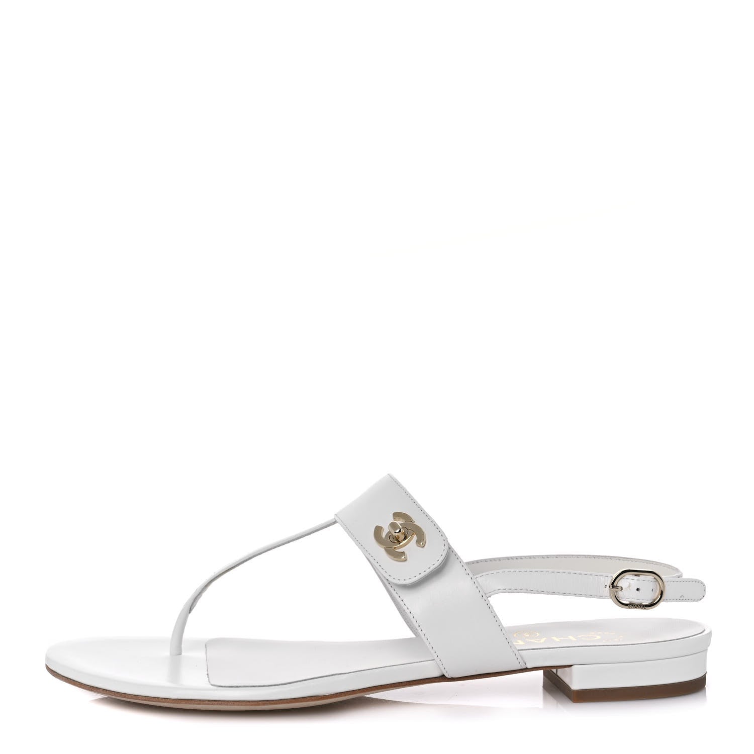 Chanel Lambskin CC Thong Sandals 38.5 White 1 of 8