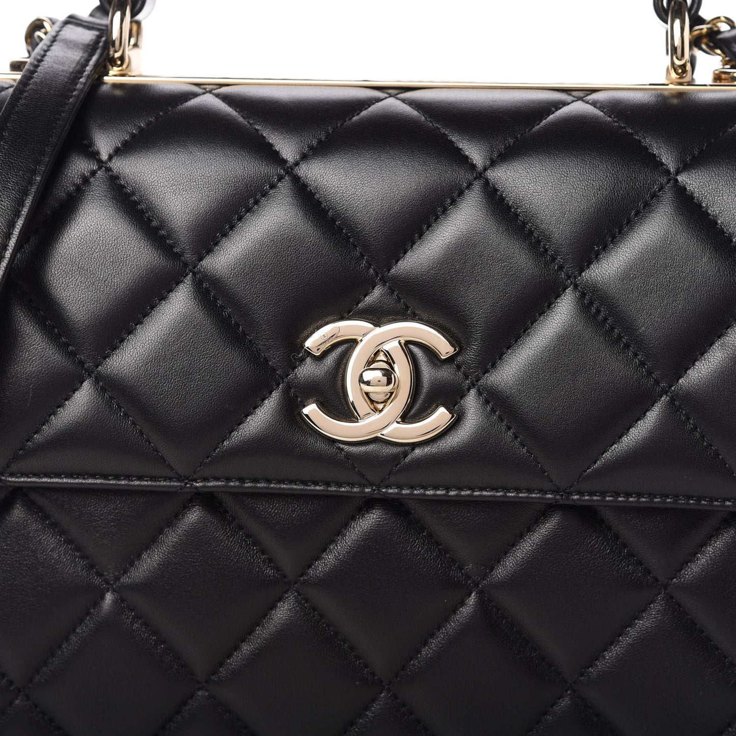 Lambskin Quilted Small Trendy CC Dual Handle Flap Bag Black