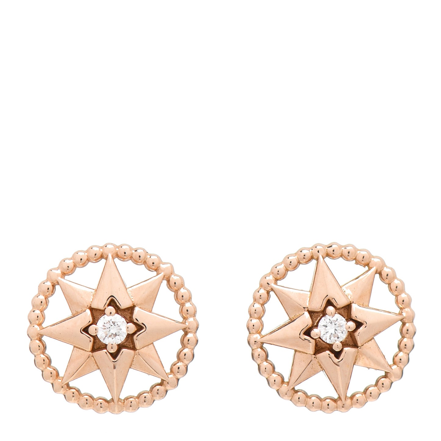 18K Rose Gold Diamond XS Rose Des Vents Earrings