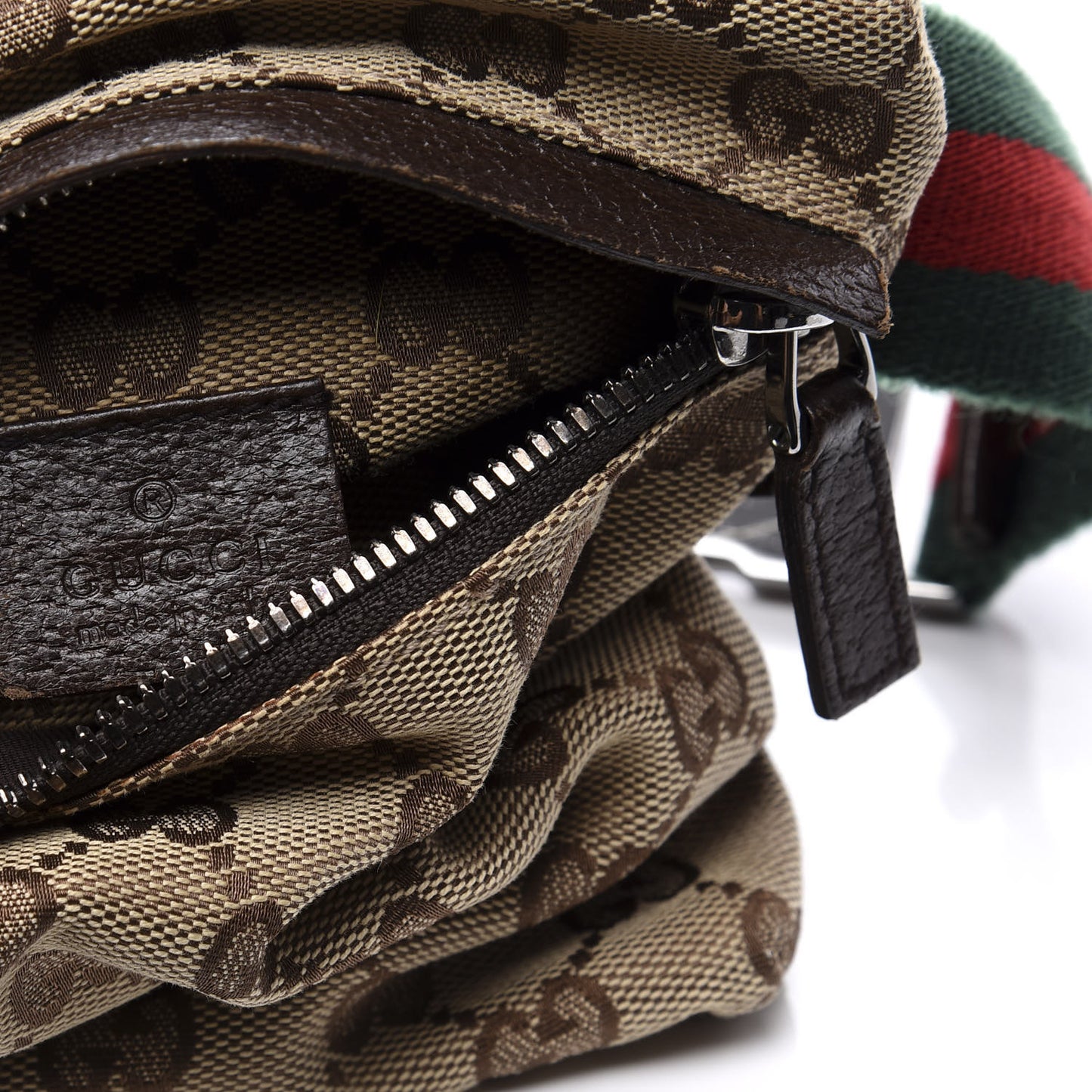 GG Monogram Double Pocket Belt Bag Dark Brown