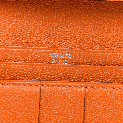 Hermes Chevre Mysore Bearn Gusset Wallet Orange 6 of 8