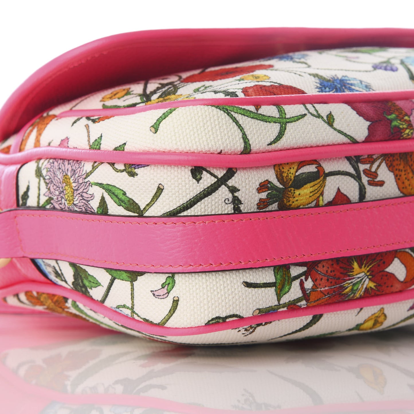 Canvas Flora Floral Shoulder Bag White Fuchsia Fluo