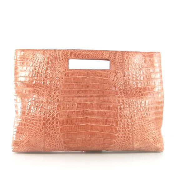 Crocodile Convertible Clutch Pink