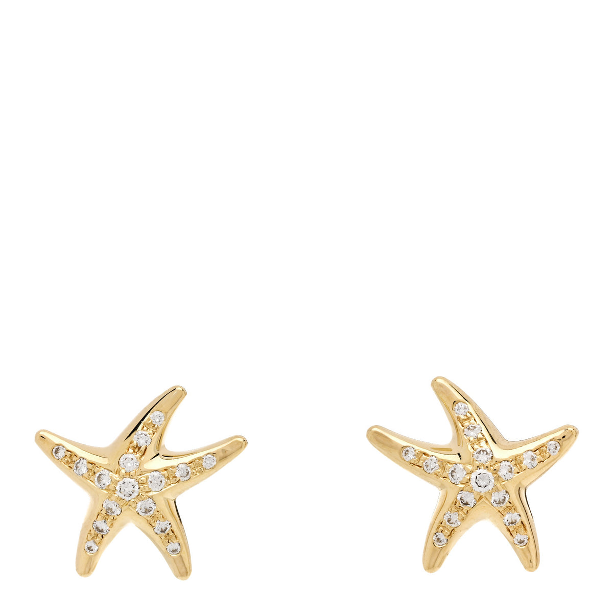 Tiffany 18K Yellow Gold Diamond Elsa Peretti Starfish Earrings 1 of 4