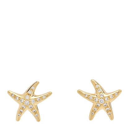 Tiffany 18K Yellow Gold Diamond Elsa Peretti Starfish Earrings 1 of 4