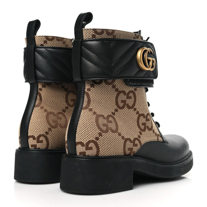 Gucci Flores Calfskin Monogram Maxi GG Nappa Matelasse Double G 40mm Ankle Boots 39 Black Camel Ebony 4 of 8